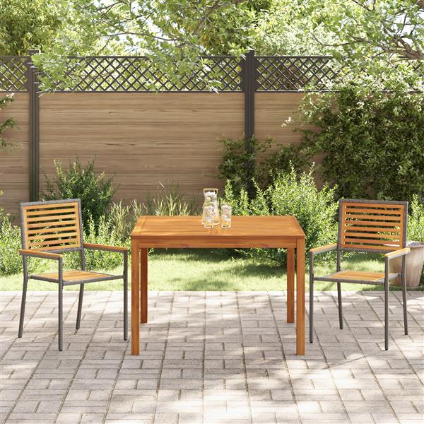 Grote foto vidaxl tuin eetset 3 pcs grijs poly riet tuin en terras tuinmeubelen