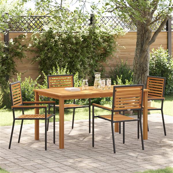 Grote foto vidaxl tuin eetset 5 pcs zwart poly riet tuin en terras tuinmeubelen