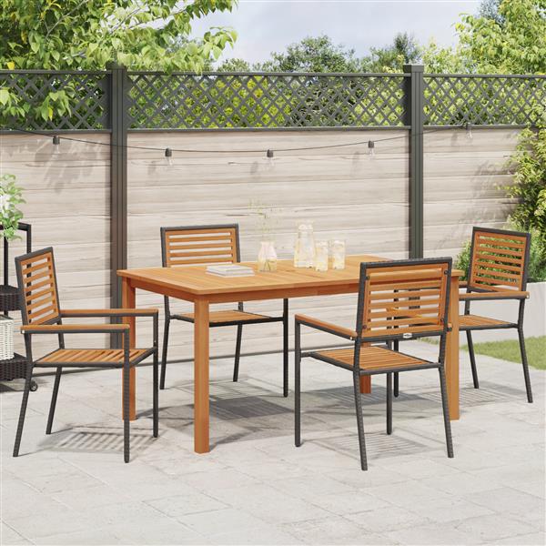 Grote foto vidaxl tuin eetset 5 pcs zwart poly riet tuin en terras tuinmeubelen