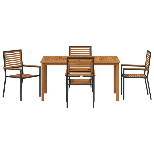 Grote foto vidaxl tuin eetset 5 pcs zwart poly riet tuin en terras tuinmeubelen