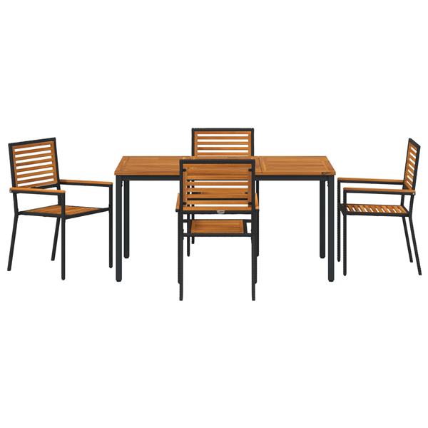 Grote foto vidaxl tuin eetset 5 pcs zwart 150 x 90 x 75 cm poly rattan tuin en terras tuinmeubelen
