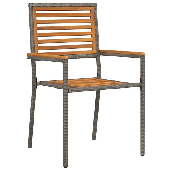 Grote foto vidaxl tuin eetset 3 pcs grijs 90 x 90 x 75 cm poly rattan tuin en terras tuinmeubelen
