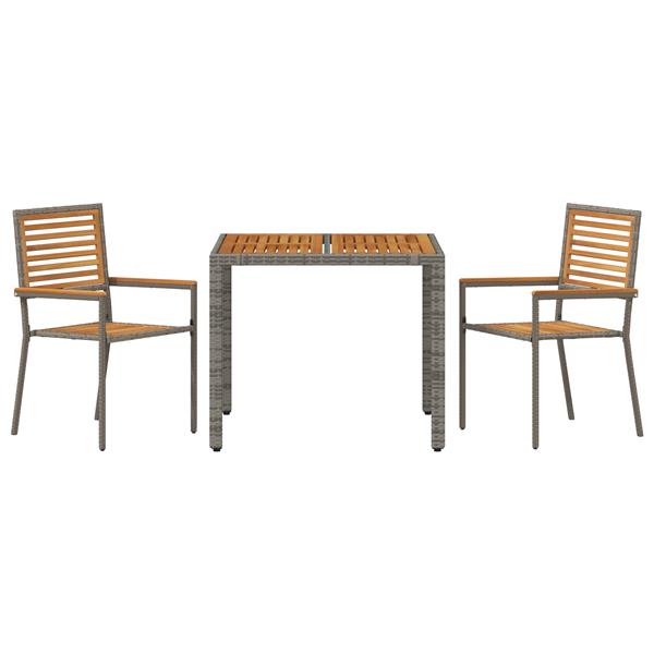 Grote foto vidaxl tuin eetset 3 pcs grijs 90 x 90 x 75 cm poly rattan tuin en terras tuinmeubelen