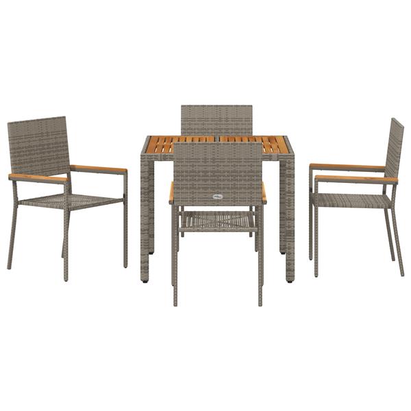 Grote foto vidaxl tuin eetset 5 pcs grijs 90 x 90 x 75 cm poly rattan tuin en terras tuinmeubelen