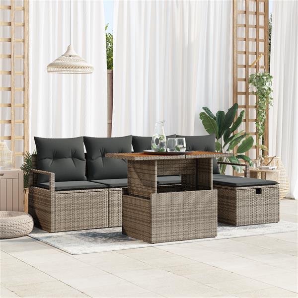 Grote foto vidaxl tuin sofa set 6 pcs grijs poly rattan tuin en terras tuinmeubelen