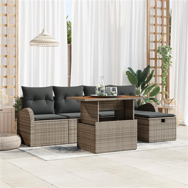 Grote foto vidaxl tuin sofa set 6 pcs grijs poly rattan tuin en terras tuinmeubelen