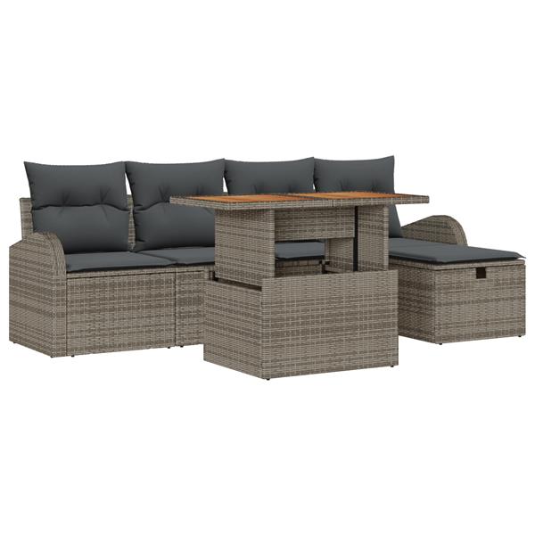 Grote foto vidaxl tuin sofa set 6 pcs grijs poly rattan tuin en terras tuinmeubelen