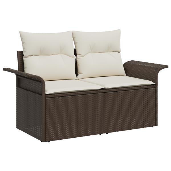 Grote foto vidaxl tuin sofa set met kussen met opslag 6 pcs bruin poly riet tuin en terras tuinmeubelen