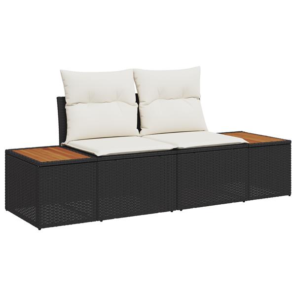 Grote foto vidaxl tuin sofa set met kussen 5 pcs zwart 55 x 62 x 69 cm poly riet tuin en terras tuinmeubelen