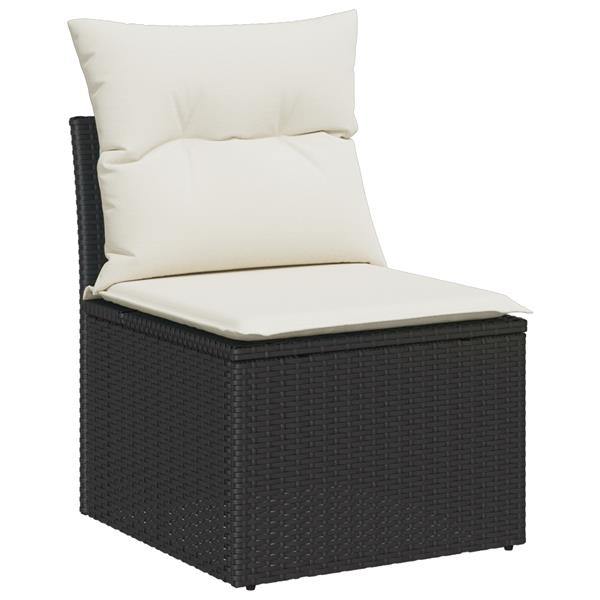 Grote foto vidaxl tuin sofa set met kussen 5 pcs zwart 55 x 62 x 69 cm poly riet tuin en terras tuinmeubelen