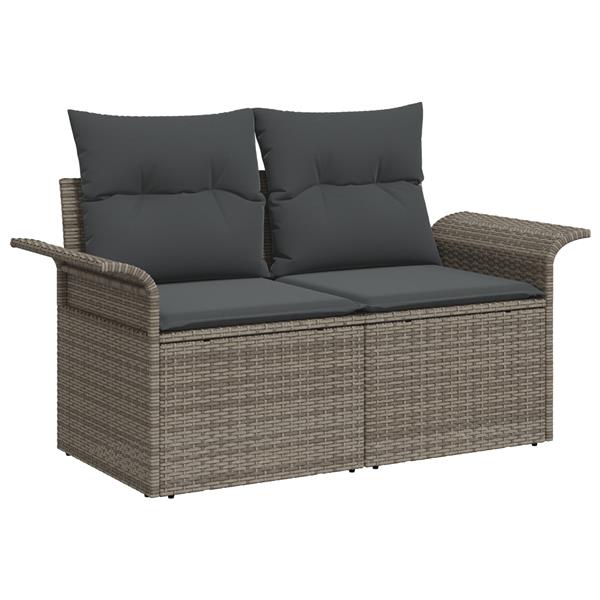 Grote foto vidaxl tuin sofa set met kussen met opslag 7 pcs grijs poly riet tuin en terras tuinmeubelen