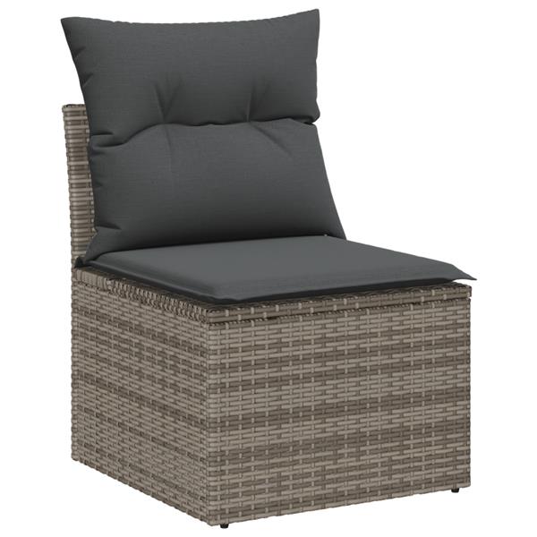 Grote foto vidaxl tuin sofa set met kussen met opslag 7 pcs grijs poly riet tuin en terras tuinmeubelen