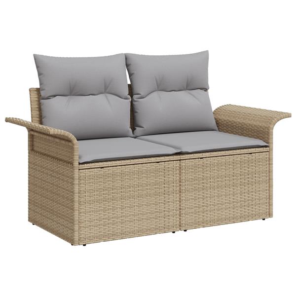 Grote foto vidaxl tuin sofa set met kussen met opslag 6 pcs beige poly riet tuin en terras tuinmeubelen