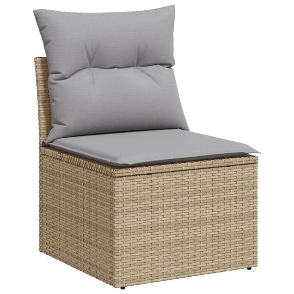 Grote foto vidaxl tuin sofa set met kussen met opslag 6 pcs beige poly riet tuin en terras tuinmeubelen