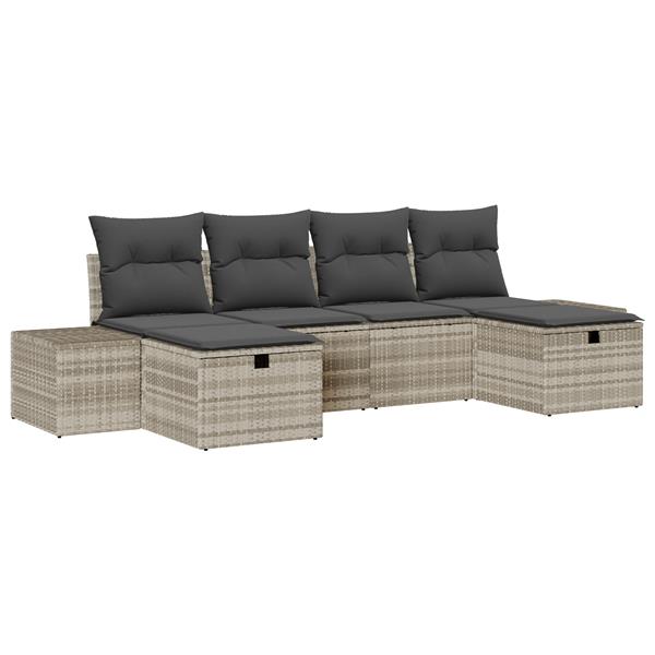 Grote foto vidaxl tuin sofa set 6 pcs lichtgrijs 55 x 62 x 69 cm poly riet tuin en terras tuinmeubelen