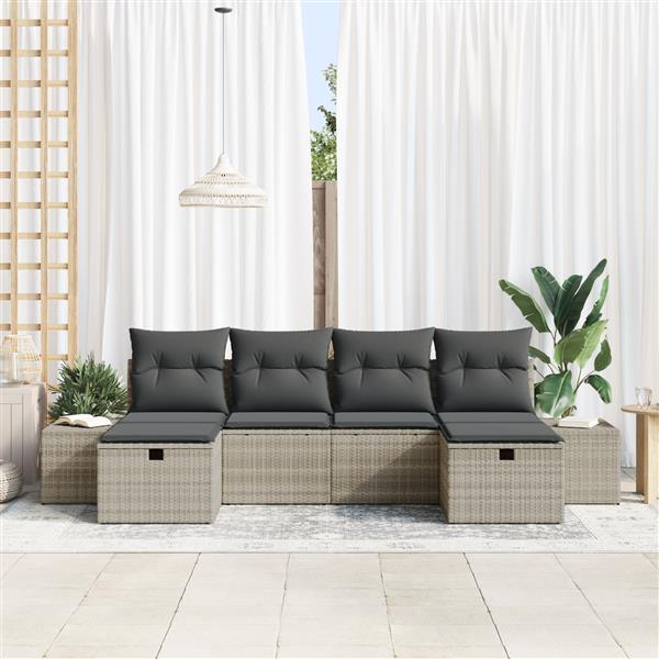 Grote foto vidaxl tuin sofa set 6 pcs lichtgrijs 55 x 62 x 69 cm poly riet tuin en terras tuinmeubelen