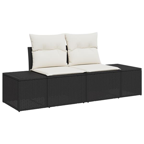 Grote foto vidaxl tuin sofa set met kussen 6 pcs zwart 55 x 62 x 69 cm poly riet tuin en terras tuinmeubelen