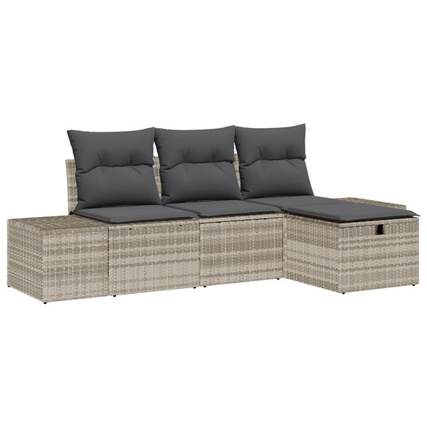 Grote foto vidaxl tuin sofa set 4 pcs lichtgrijs 55 x 62 x 69 cm poly riet tuin en terras tuinmeubelen