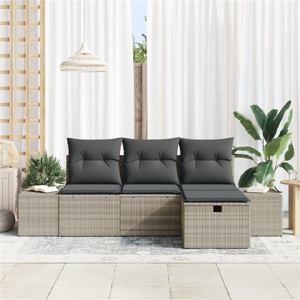 Grote foto vidaxl tuin sofa set 4 pcs lichtgrijs 55 x 62 x 69 cm poly riet tuin en terras tuinmeubelen