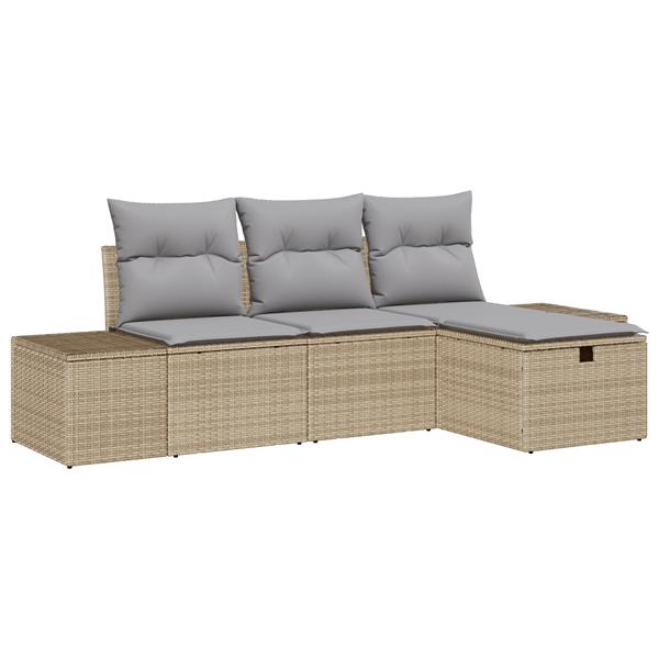 Grote foto vidaxl tuin sofa set met kussen 4 pcs beige 55 x 62 x 69 cm poly riet tuin en terras tuinmeubelen
