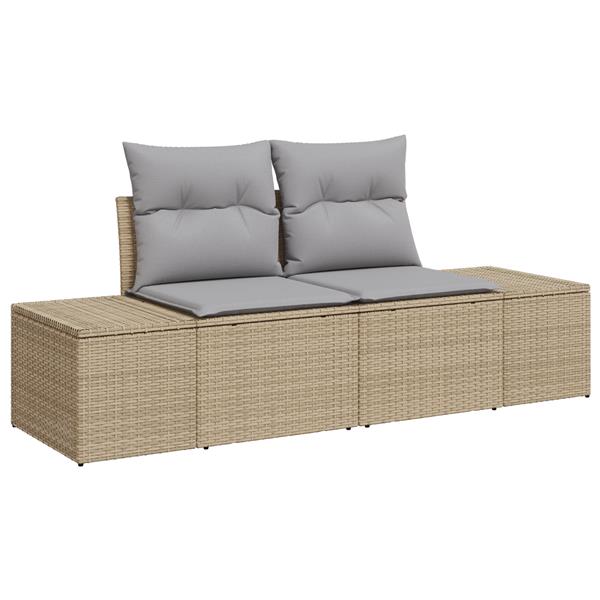 Grote foto vidaxl tuin sofa set met kussen 4 pcs beige 55 x 62 x 69 cm poly riet tuin en terras tuinmeubelen