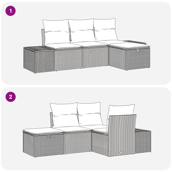Grote foto vidaxl tuin sofa set met kussen 4 pcs beige 55 x 62 x 69 cm poly riet tuin en terras tuinmeubelen
