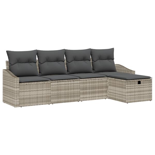 Grote foto vidaxl tuin sofa set 5 pcs lichtgrijs 233 x 117 x 85 cm poly riet tuin en terras tuinmeubelen