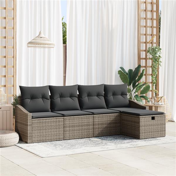 Grote foto vidaxl tuin sofa set 5 pcs grijs 233 x 117 x 85 cm poly riet tuin en terras tuinmeubelen