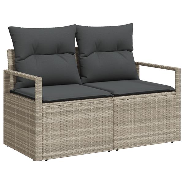 Grote foto vidaxl tuin sofa set met kussen met opslag 6 pcs lichtgrijs poly riet tuin en terras tuinmeubelen