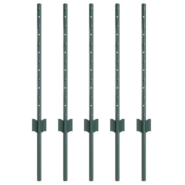 Grote foto vidaxl hekpalen 5 pcs groen 60 cm staal tuin en terras overige tuin en terras