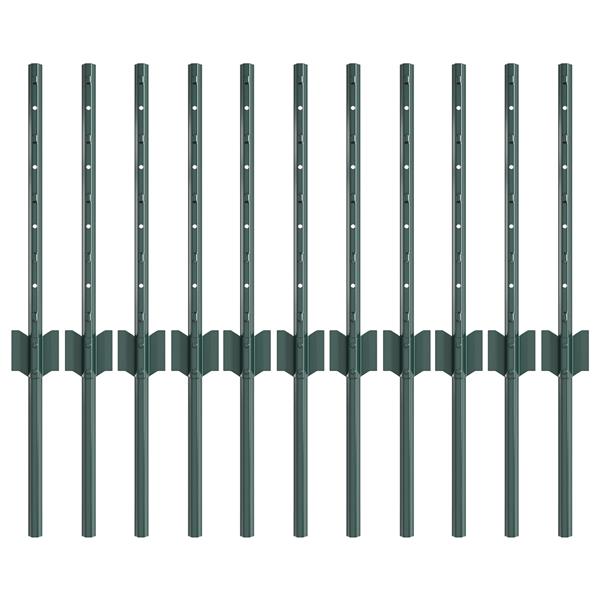 Grote foto vidaxl hekpalen 11 pcs groen 40 cm staal tuin en terras overige tuin en terras