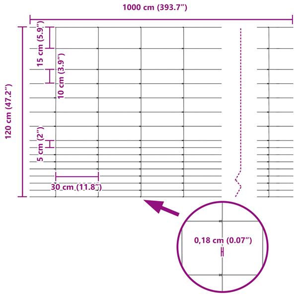 Grote foto vidaxl weidehekwerk grijs 1.2 x 10 m staal tuin en terras hekken en schuttingen