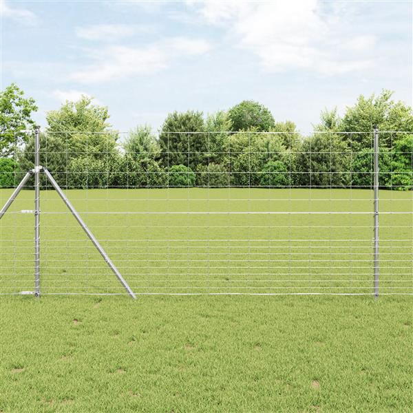Grote foto vidaxl weidehekwerk grijs 1.2 x 10 m staal tuin en terras hekken en schuttingen