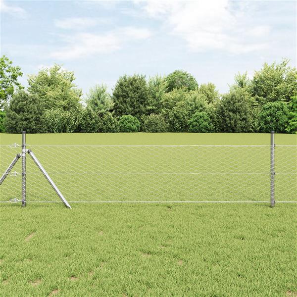 Grote foto vidaxl hexagon hek zilver 0.6 x 100 m gegalvaniseerd staal tuin en terras hekken en schuttingen