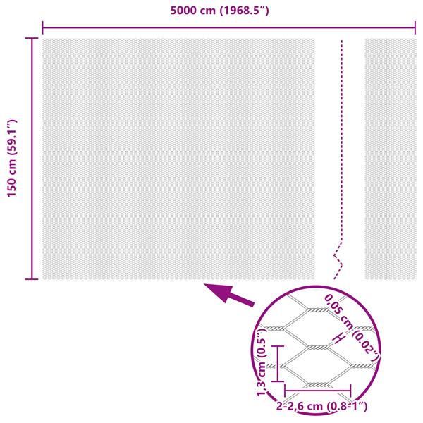 Grote foto vidaxl hexagon hek zilver 1.5 x 50 m gegalvaniseerd staal tuin en terras hekken en schuttingen