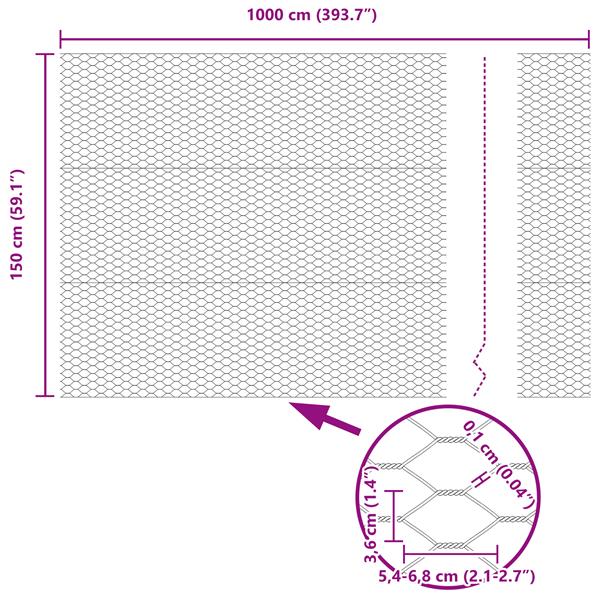 Grote foto vidaxl hexagon hek grijs 1.5 x 10 m staal tuin en terras hekken en schuttingen