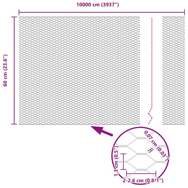 Grote foto vidaxl hexagon hek groen 0.6 x 100 m staal tuin en terras hekken en schuttingen