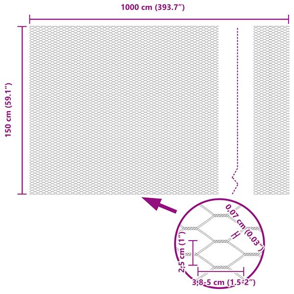 Grote foto vidaxl hexagon hek groen 1.5 x 10 m staal tuin en terras hekken en schuttingen