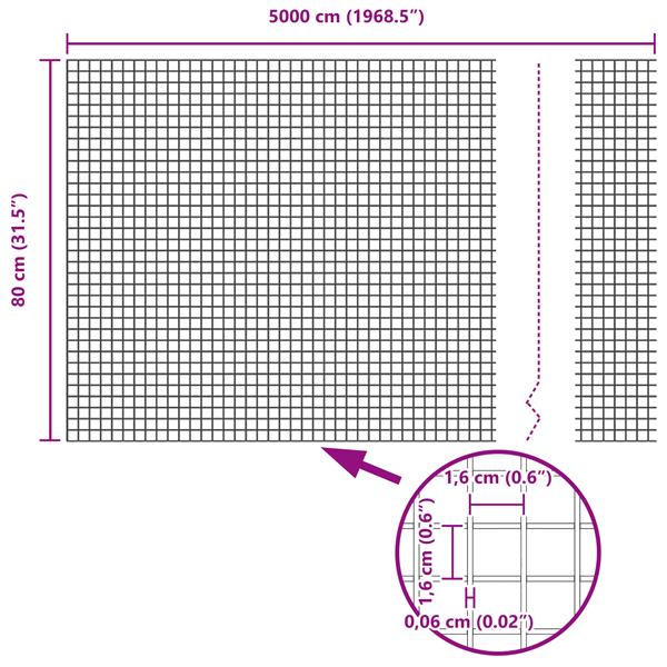 Grote foto vidaxl gelaste draadhek zilver 0.8 x 50 m staal tuin en terras hekken en schuttingen