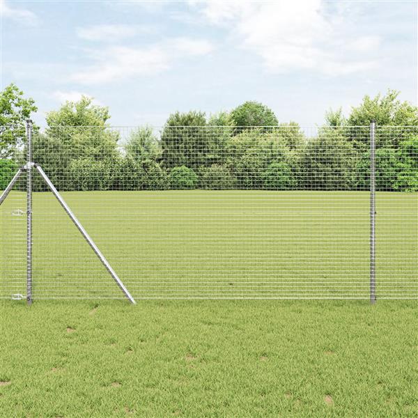 Grote foto vidaxl gelaste draadhek zilver 1.4 x 25 m staal tuin en terras hekken en schuttingen