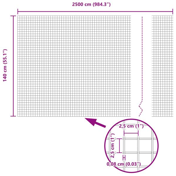 Grote foto vidaxl gelaste draadhek zilver 1.4 x 25 m staal tuin en terras hekken en schuttingen