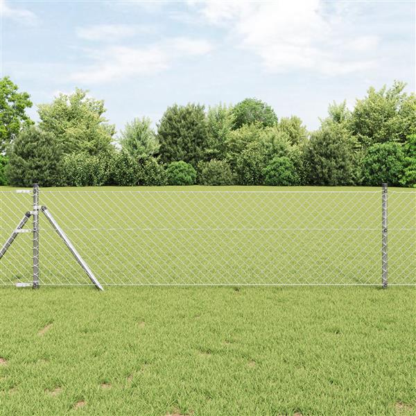 Grote foto vidaxl kettenschakelhek zilver 25 x 0.4 m gegalvaniseerd staal tuin en terras hekken en schuttingen