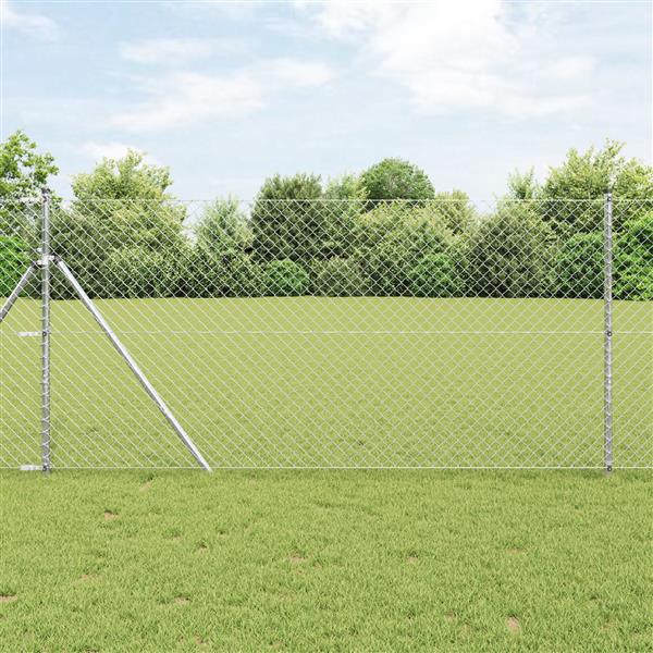 Grote foto vidaxl kettenschakelhek zilver 10 x 1.4 m ge galvaniseerd staal tuin en terras hekken en schuttingen