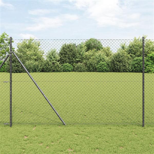 Grote foto vidaxl kettenschakelhek grijs 25 x 1.6 m staal tuin en terras hekken en schuttingen