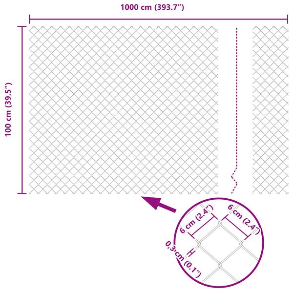 Grote foto vidaxl kettenschakelhek grijs 10 x 1 m staal tuin en terras hekken en schuttingen