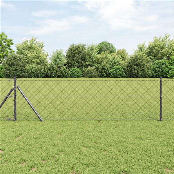 Grote foto vidaxl kettenschakelhek grijs 10 x 0.8 m staal tuin en terras hekken en schuttingen