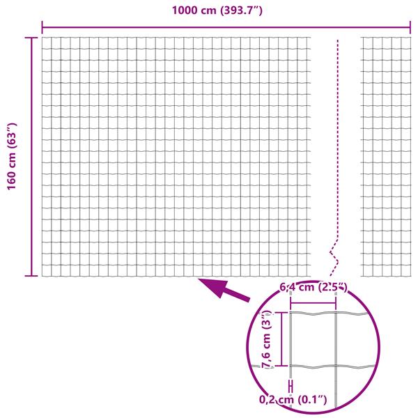 Grote foto vidaxl euro hek zilver 1.6 x 10 m warmverzinkt ijzer tuin en terras hekken en schuttingen