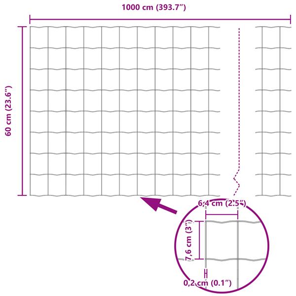 Grote foto vidaxl euro hek zilver 0.6 x 10 m warmverzinkt ijzer tuin en terras hekken en schuttingen