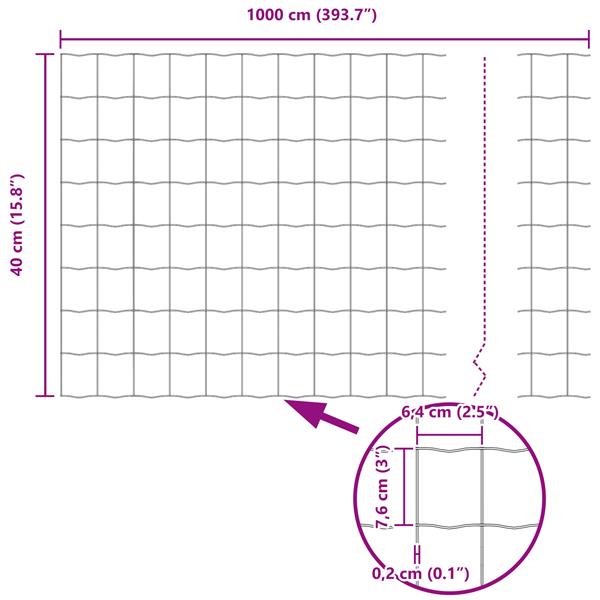 Grote foto vidaxl euro hek zilver 0.4 x 10 m warmverzinkt ijzer tuin en terras hekken en schuttingen
