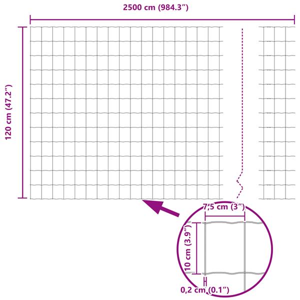 Grote foto vidaxl euro hek zilver 1.2 x 25 m warmverzinkt ijzer tuin en terras hekken en schuttingen